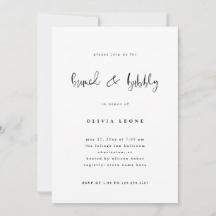 Invitation Noir et blanc moderne   Brunch et bulle