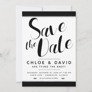Invitation Noir et blanc moderne Enregistrer la date