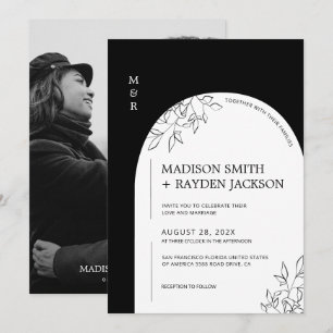 Invitation Noir et blanc Moderne Mariage Arche simple