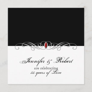 Invitation Noir et Blanc Rubis Accent Mariage Anniversaire