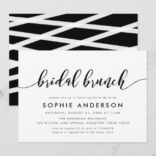 Invitation Noir et blanc Script de relaxation Brunch nuptial