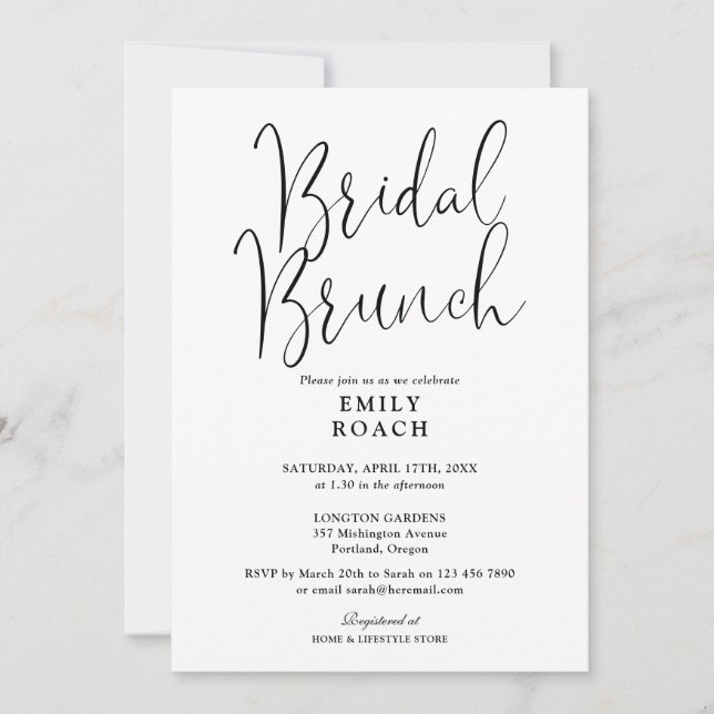 Invitation Noir Et Blanc Script Moderne Bridal Bunch Douche (Devant)