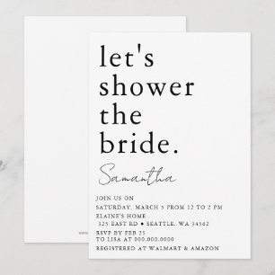 Invitation Noir et blanc Simple Fête des mariées moderne