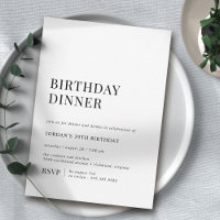 Noir et blanc simples | Dîner d'anniversaire moder