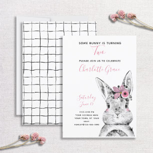 Invitation Noir et blanc Un lapin atteint deux ans