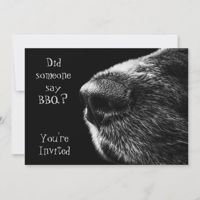 Invitation Noir et gris de nez de chien d'invitation de BBQ (Devant)