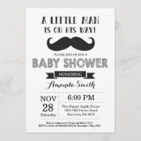 Noir et gris d'invitation de baby shower de