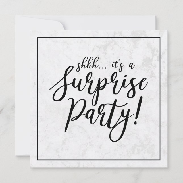 Invitation Noir et marbre | Parti de retraite surprise (Devant)