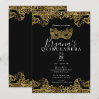 Noir et Or Broderie de Dentelle Bal Masqué 15e Qui