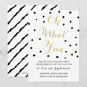 Invitation noir et or Oh quel Fun holiday Party