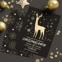 Noir et or simple moderne élégant Deer Xmas