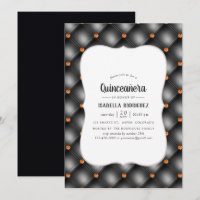Noir et Orange Gem Faux Cuir Quinceañera