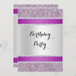 Invitation Noir et pourpre, Parties scintillant et diamant An