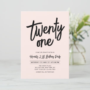 Invitation Noir et rose   Chic Twenty One 21e fête d'annivers