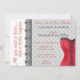 Invitation noir et rouge de Fête de la mariée de