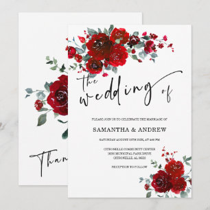 Invitation Noir et rouge mariage