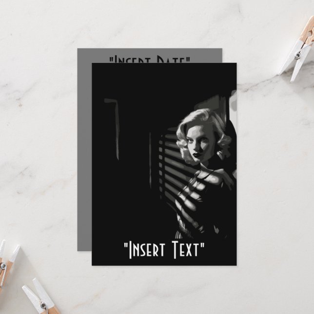 Invitation Noir Femme Fatale (Devant/Arrière en situation)