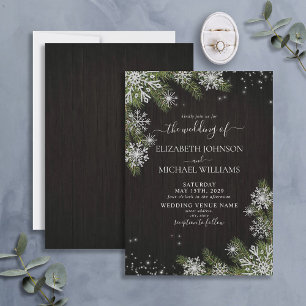 Invitation Noir foncé Rustique Argent Mariage de verdure hive