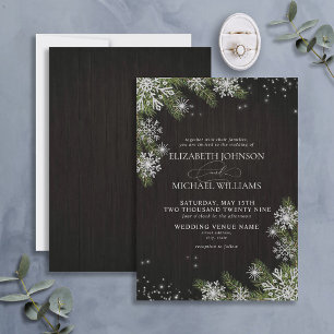 Invitation Noir foncé Rustique Argent Mariage de verdure hive
