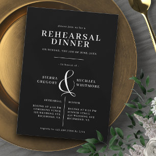 Invitation Noir gras classique   Moody Formal Rehearer Dîner