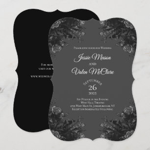 Invitation Noir Gris Rose gothique Élégant mariage