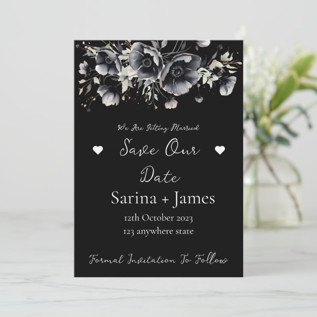 Invitation Noir Halloween Mariage Autum Enregistrer La Date (Debout devant)