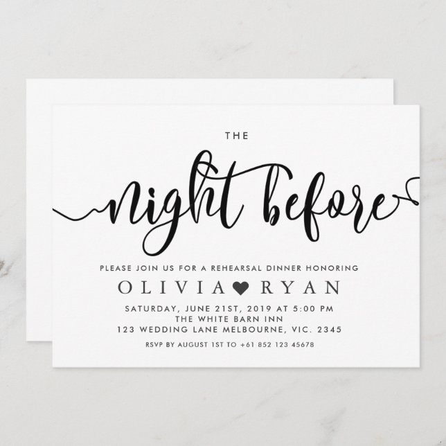 Invitation Noir la nuit avant l'invitation (Devant / Derrière)