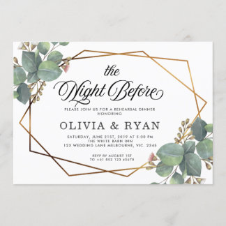 Invitation Noir la nuit avant l'invitation geo eucalyptus