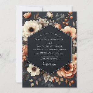 Invitation Noir Mariage Lumineux Abricot
