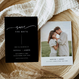 Invitation NOIR Mariage minimaliste moderne Enregistrer la ca