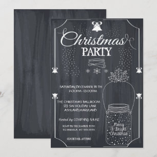 Invitation Noir, Mason Jar Société Noël