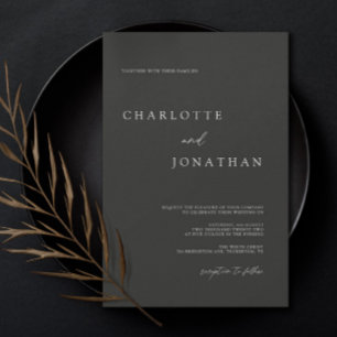 Invitation Noir minimaliste moderne mariage élégant