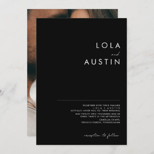 Invitation Noir minimaliste moderne   Mariage photo