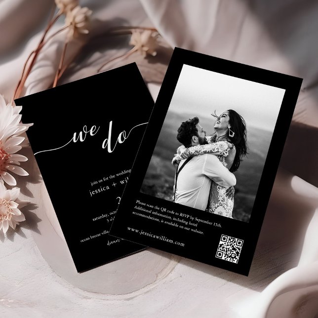 Invitation Noir minimaliste Nous faisons QR Code Mariage phot (Créateur téléchargé)