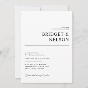 Invitation Noir minimaliste tout en un Mariage de code QR