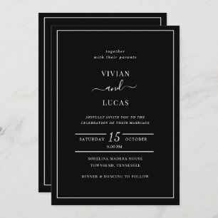 Invitation Noir moderne Formal Mariage minimal