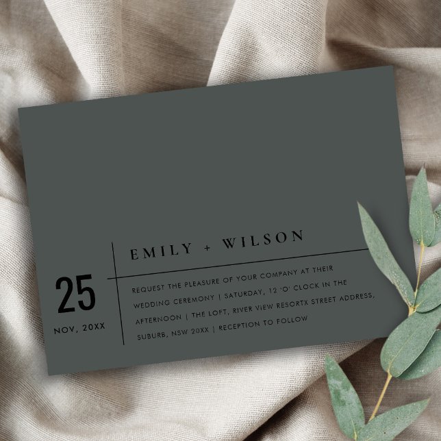 INVITATION NOIR MODERNE MINIMAL SUR MARIAGE DE TYPOGRAPHIE NO (Créateur téléchargé)