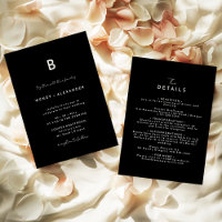 Noir moderne Monogramme Mariage Détails et