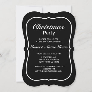 Invitation Noir noir minimaliste moderne Noël