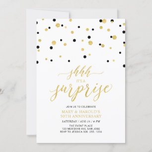 Invitation Noir & Or   50e anniversaire du Mariage surprise I