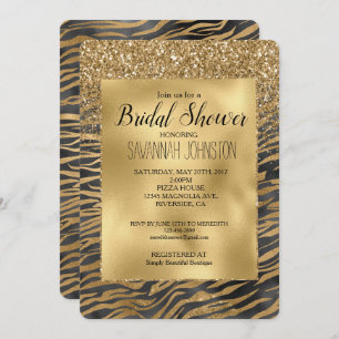 Invitation Noir Or Glitzy Glitzy Sparkle Zebra Print