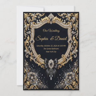 Invitation Noir Or Perle Diamant Arc Luxe Formel