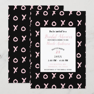 Invitation Noir & Rose Bébé X O XO XO's Mariage Branché à la