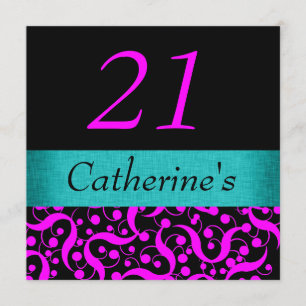 Invitation Noir rose d'aqua élégant toute célébration d'âge