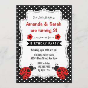 Invitation Noir rouge d'invitation d'anniversaire de