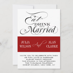 Invitation Noir Rouge Manger, Boire, Se Marier Inviter