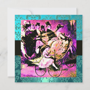 INVITATION NOIR VIOLET BLEU BICYCLETTE MARIAGE DAMAS MONOGRAM