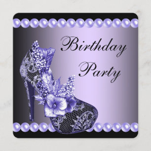 Invitation Noir violet talons hauts Chaussures fête d'anniver