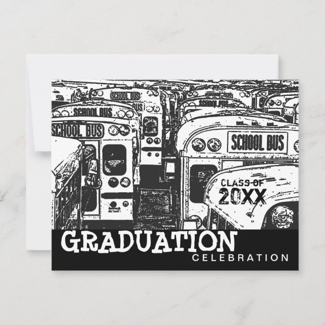 Invitation noire à l'école de la fête de la gradua (Devant)