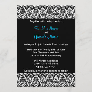 Invitation noire/blanche/bleue de mariage damassé